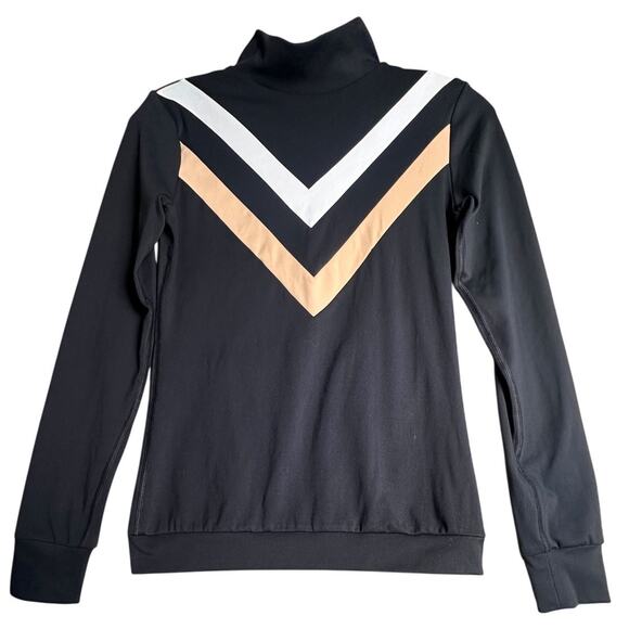 My Sunday Ski Mid Racer Stripe Retro Base Layer Black Tan White Sz XS/S Neutral - Picture 4 of 15